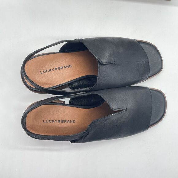 Lucky Brand Women's Jaila Block-Heel Backstrap Sandals Size 11M Black Goat Buggi - Picture 6 of 8